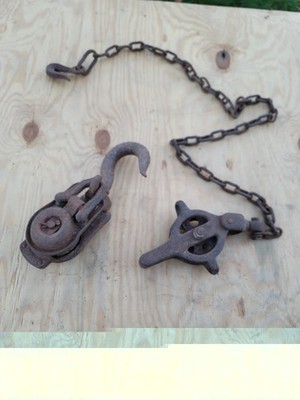 Heavy Duty Pulley And Chain System, Large Hook Opens To Make Loading Easy