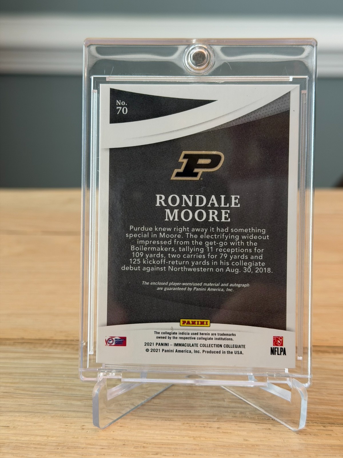 2021 Immaculate Collection Rookie Auto Laundry Tag NIKE Logo #70 Rondale Moore/5 view 2