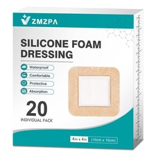 20Pcs Silicone Foam Dressing 4x4 Gentle 4''x4'' 20 Packs , Complexion