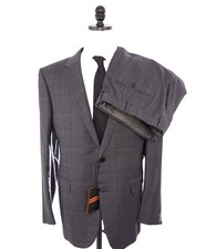  4,090 ZEGNA - Gray Windowpane TROFEO Wool Suit - 48L