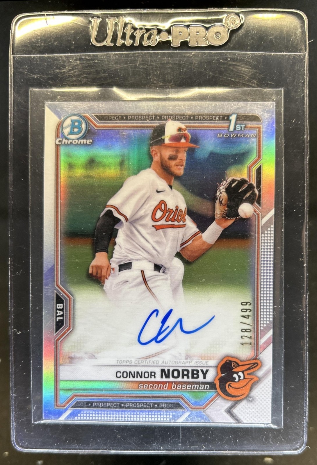 2021 Bowman Draft Connor Norby Chrome Auto 1st Refractor #/499 Orioles
