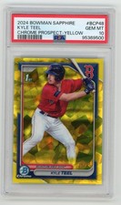 2024 BOWMAN CHROME SAPPHIRE KYLE TEEL 1ST /75 PSA 10 YELLOW #BCP48 RED SOX