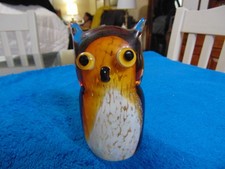 MURANO ART GLASS OWL PAPERWEIGHT HAND BLOWN SMOOTH BOTTOM