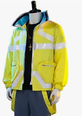 Cyberpunk Edgerunners David Martinez Cosplay Yellow Jacket Suspenders Sz 3XL New