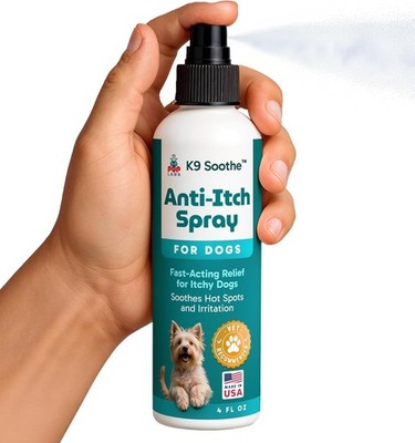 All-Natural Dog Skin Spray: K9 Soothe Anti Itch Relief, Hot Spots