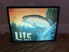 Vintage 1990's MILLER LITE Beer Trout Fish In Motion Fishing Bar Light Pub Sign
