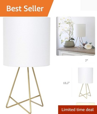 LT2066-GDW 13.5'' Down to The Wire Metal Table Lamp with Fabric Shade, Gold wi...