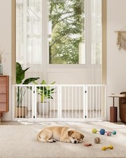 Free Standing Dog Gate Indoor, Foldable Dog Gate for Doorways Stairs White