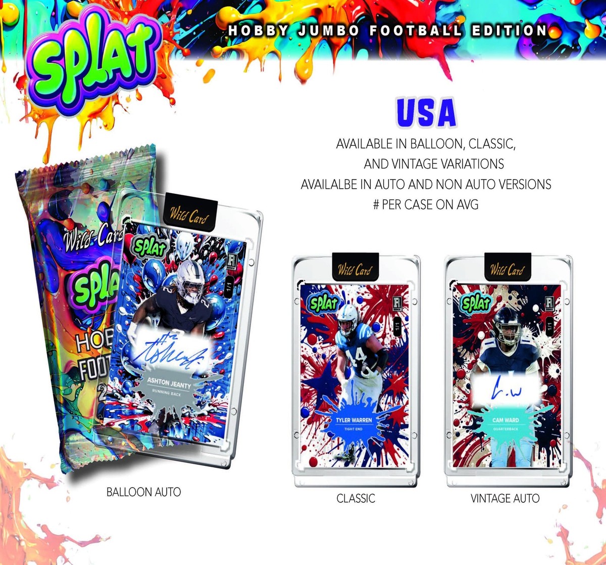 2025 Wild Card Splat Football Hobby Jumbo Box PACK (1 Encased Card