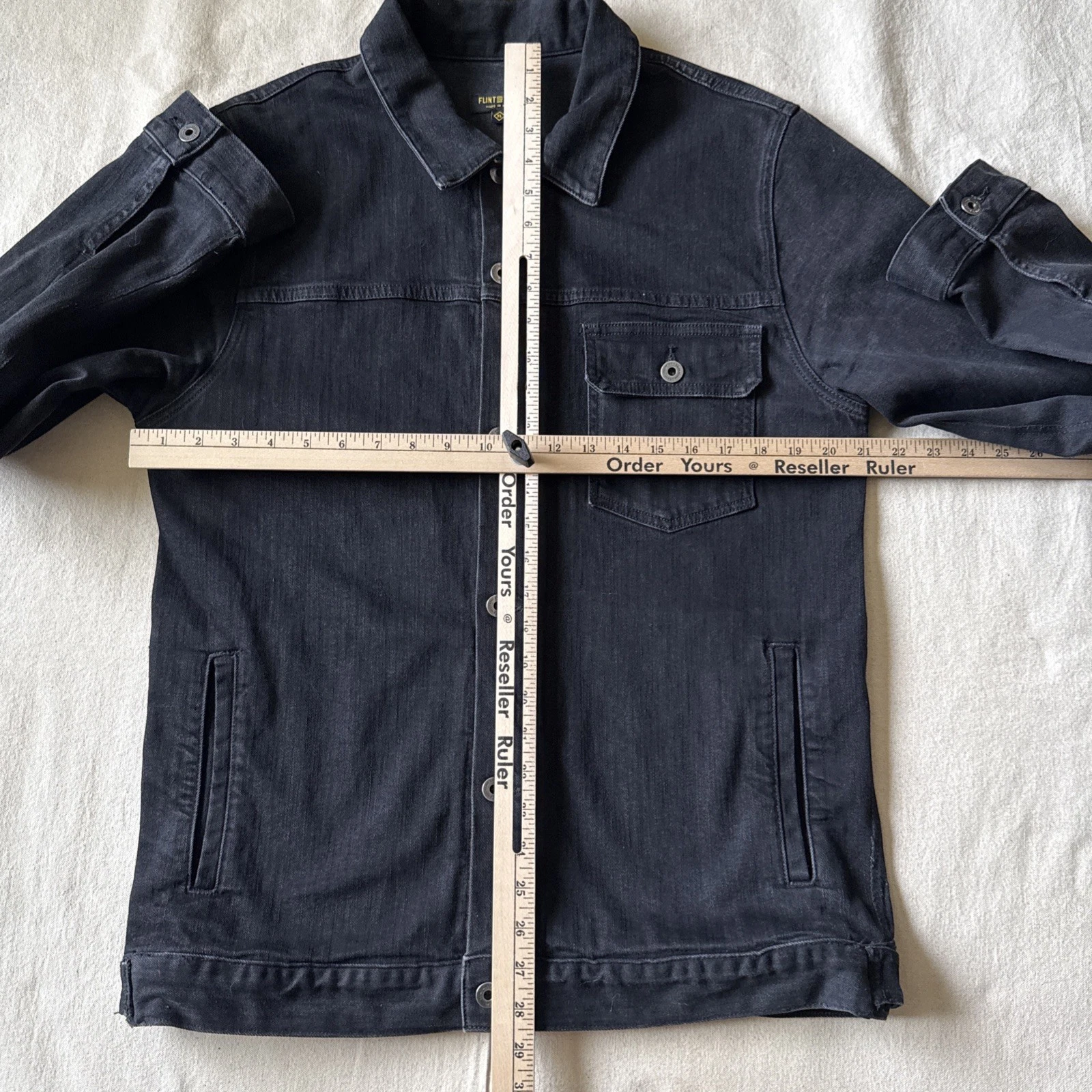 Huckberry Flint & Tinder Stretch Denim Trucker Jacket Stone Wash XL Made In USA image 5