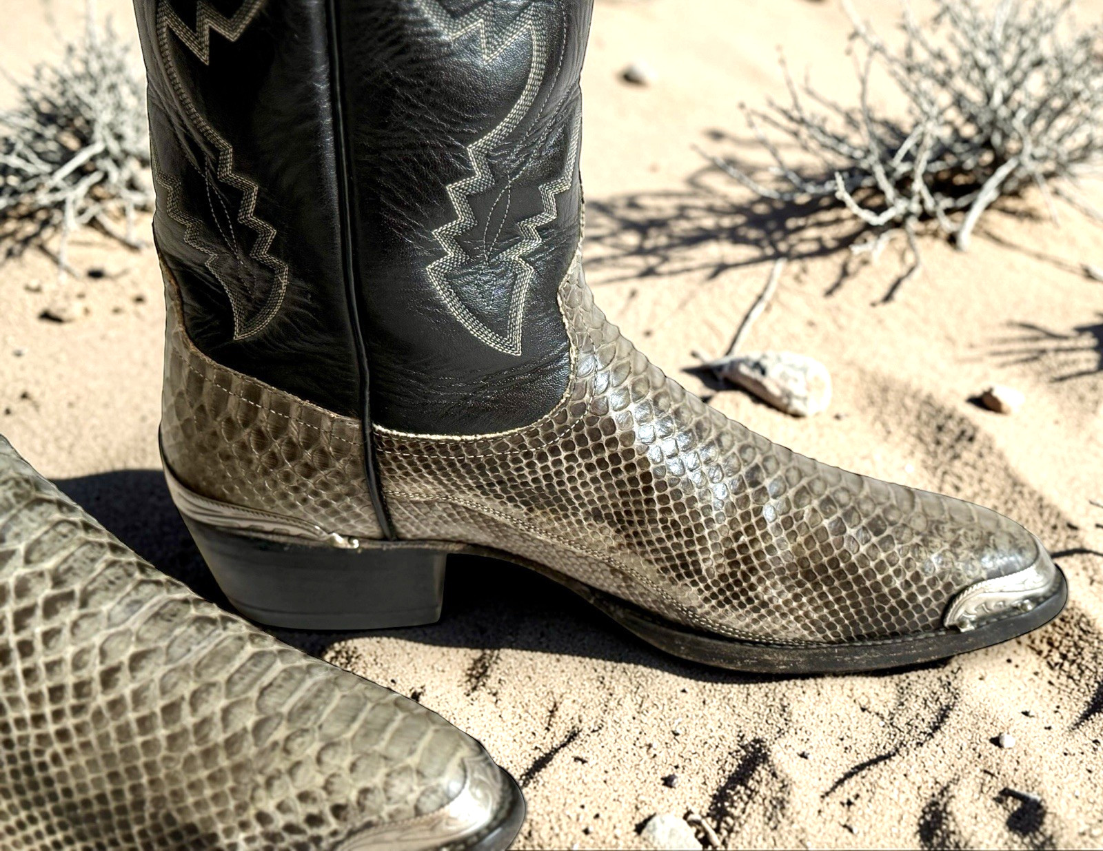 Vtg Mens Anderson Bean 9.5 E Python Snakeskin Bla… - image 10