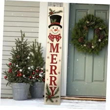 Christmas Welcome Porch Sign 47 Inch Wooden Hanging Sign Plaques Snowman