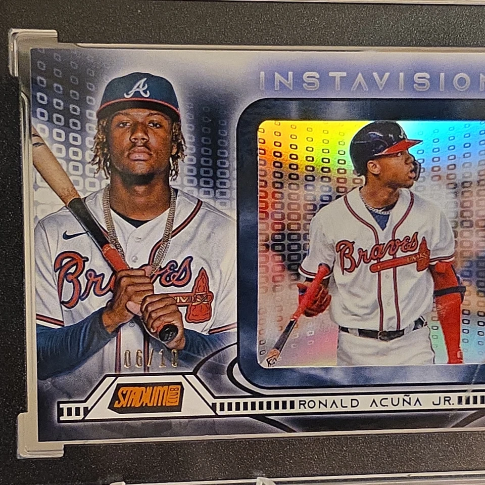  2021 Topps Stadium Club Ronald Acuna Jr Instavision Orange 06/10 FOTL SSP POP 1 - Image 3 of 3