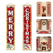 LED Light-Up Merry Christmas Banner for Porch, Wall  Party Decor with Hanging