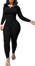 Nimsruc Two Piece Outfits For Women Casual Jogging Suits Large, Black