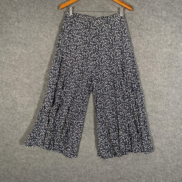 Henry Oscar Pants Womens 12 Blue Floral Wide Leg Cropped Culottes Palazzo 9C