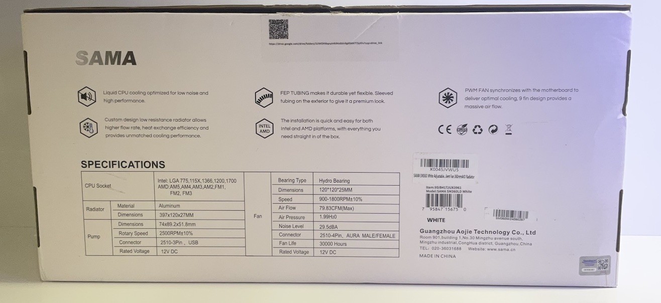 SAMA SM360LD White 360MM LCD display 3x PWM fans 2