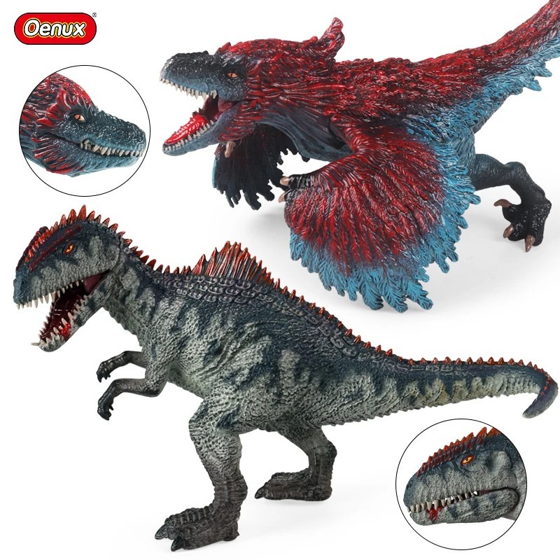 Oenux Jurassic Dinosaur Action Figures Pyroraptor Giganotosaurus T-Rex Kid Toy