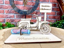 Simson Schwalbe Holzmodell  Geldgeschenk Moped | Personalisiertes DDR  Jubiläum