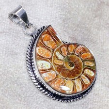 Ammonite Dichroic Glass 925 Silver Plated Pendant 1.7