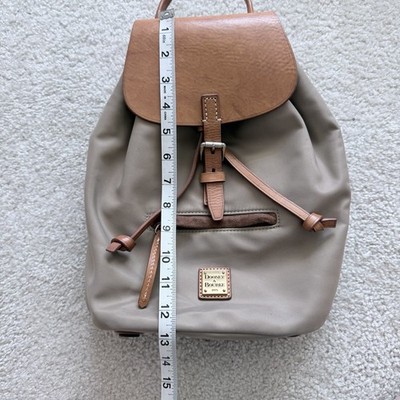Dooney And Bourke Allie Nylon Beige Brown Leather Backpack  display picture 2