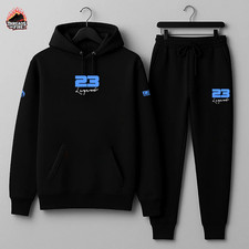 Men's Black Hoodie Sweatpants Streetwear Set To Match Jordan 11 Gamma Blue