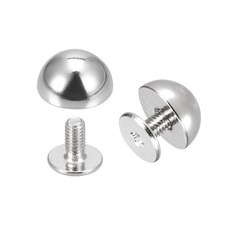 uxcell 10x6mm Screw Back Rivets Solid Round Head Leather 10x6mm, Silver Tone