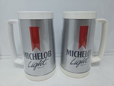 PAIR of Vintage Anheuser-Busch MICHELOB LIGHT Plastic Beer Mugs Made In The USA
