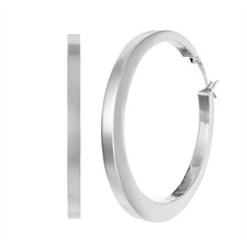 Silverly Hoop Earrings Sterling Silver Extra Large Chunky Square Tube Hoops