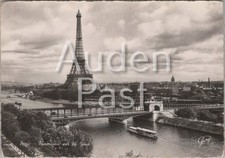 Postal vintage Gany París Torre Eiffel Río Sena Panorama B&W