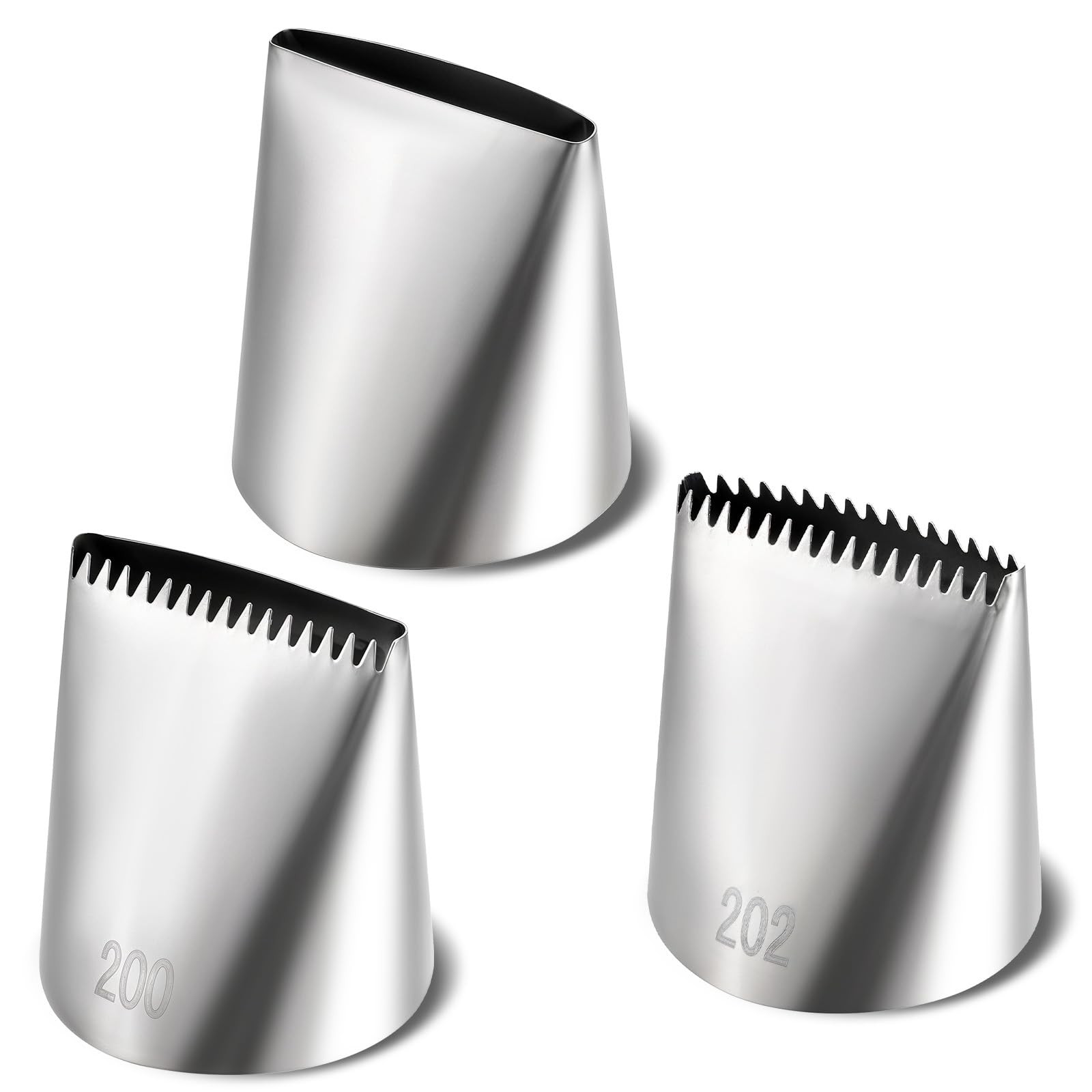Large Stainless Steel Cake Decorating Tips Kit - 3 Pack Frosting Nozzles