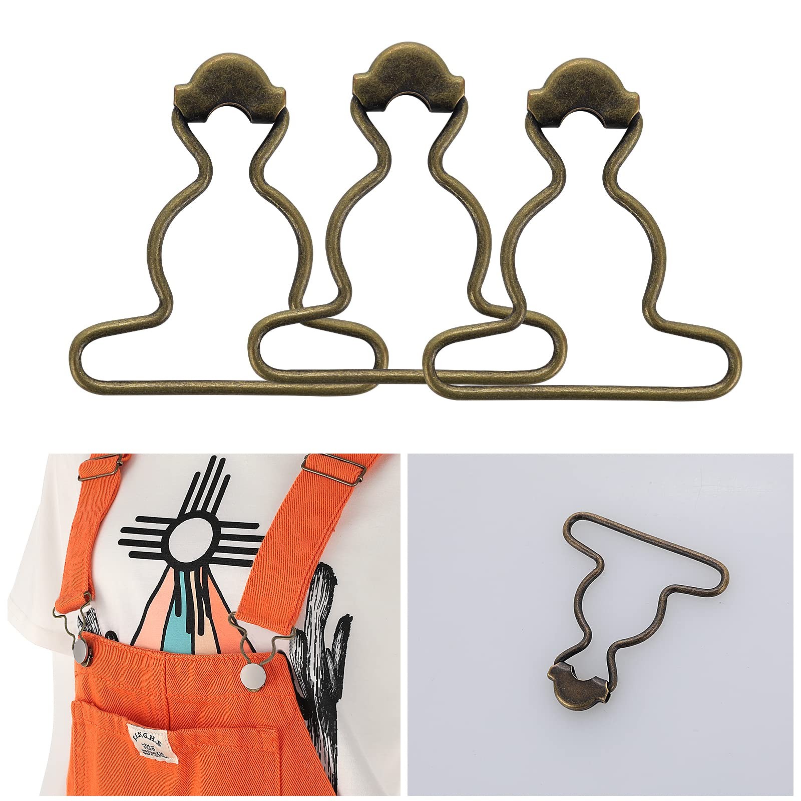 Lusofie 20Pcs Dungaree Suspender Clips Overall Buckles 1.5 Inch Wide Bottom G...