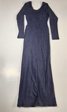 ASOS Navy Ribbed Bodycon Mini Dress Long Sleeve Cotton Blend Chic Fit Size 10