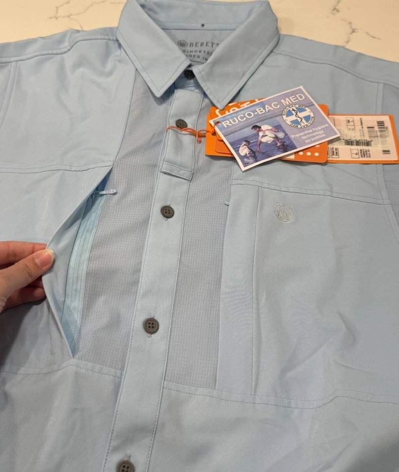 Beretta Men's Large Shirt Flex Short Sleeve Hunting Shirt Vented Back Clear Sky - Image 2 of 4