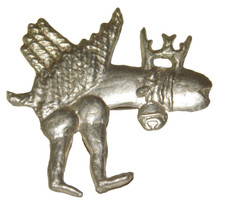 MEDIEVAL PILGRIM BADGE REPLICA 14th CENTURY FLYING PHALLUS, CROWN  BELL X190A