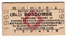Railway platform ticket: B.R.: BOSCOMBE