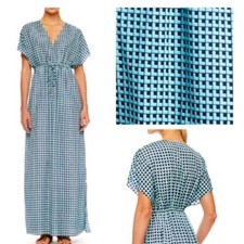 Michael Kors Maxi Dress Women's Size Small Blue Geometric Print Boho Chic Bright