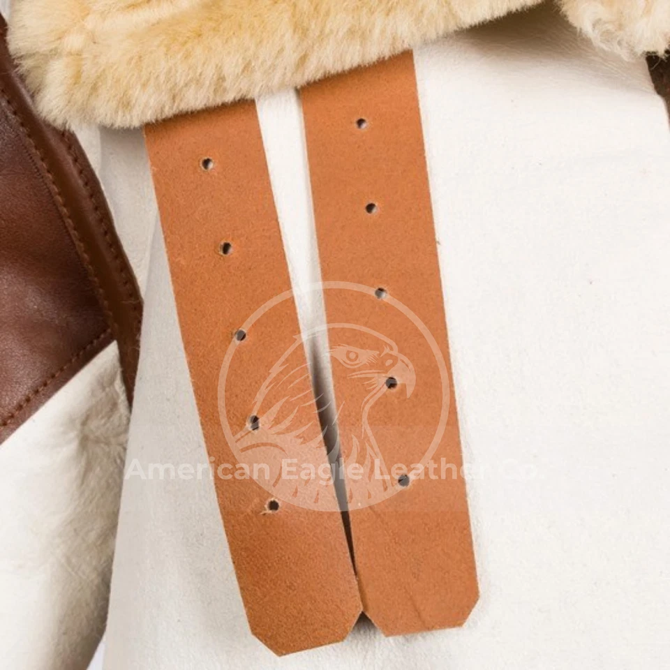 Chaqueta de cuero real blanca para hombre RAF Aviator B3 piloto bombardero volador piel de oveja Foto 3 de 4