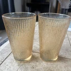 2 Jeanette Iridescent Marigold Carnival Tree Bark Variant Flat Tumbler 5" Tall
