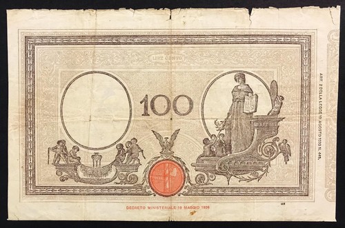 italy italia 100 LIRE barbetti matrice fascio 11 10 1930 taglietti LOTTO 1720 - Picture 2 of 2