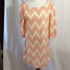 Auditions Fashion Women's Large Chevron Red Ivory L Dress 3/4 Sleeve NWT NEW