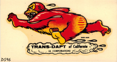 Trans-Dapt of California vintage 1960's water slide decal ~NOS~  4 ½  x 2 ½ 