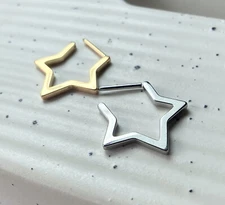 1pc Titanium Star Hinged Segment Ring Hoop Septum Nipple Helix Nose Body Jewelry