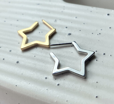 1pc Titanium Star Hinged Segment Ring Hoop Septum Nipple Helix Nose Body Jewelry