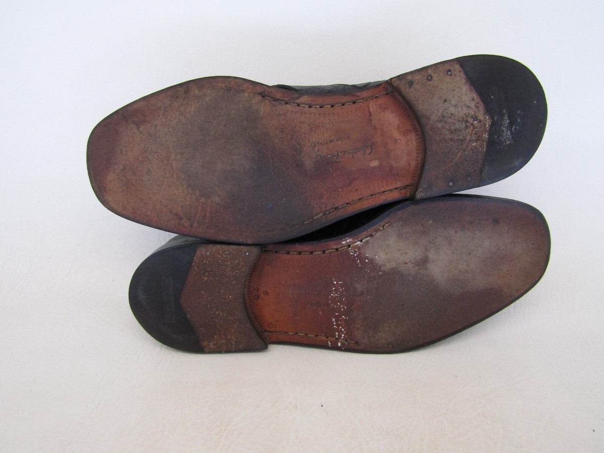 Salvatore Ferragamo Mens Sz 6 EE Black Alligator Belly Apron Toe Penny Loafers SALVATORE FERRAGAMO Black Crocodile Alligator Leather Shoes  main image 3