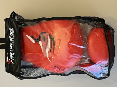 THE LINE OF ART 12 OZ RED LEATHER BOXING GLOVES BRAND NEW