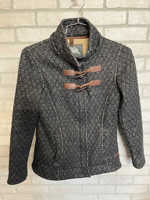 Roots Canada Coat Jacket Women s Size M/M G￼ray Elbow Patches ￼