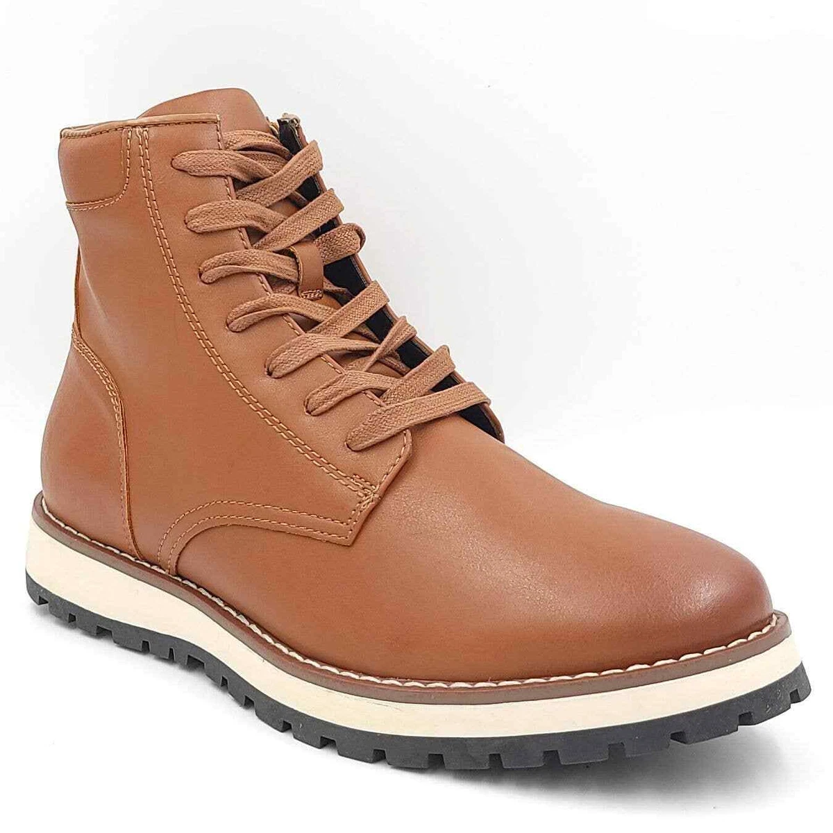 Alfani Men Combat Hiker Boots Andres Size US 7.5M Tan Brown Faux