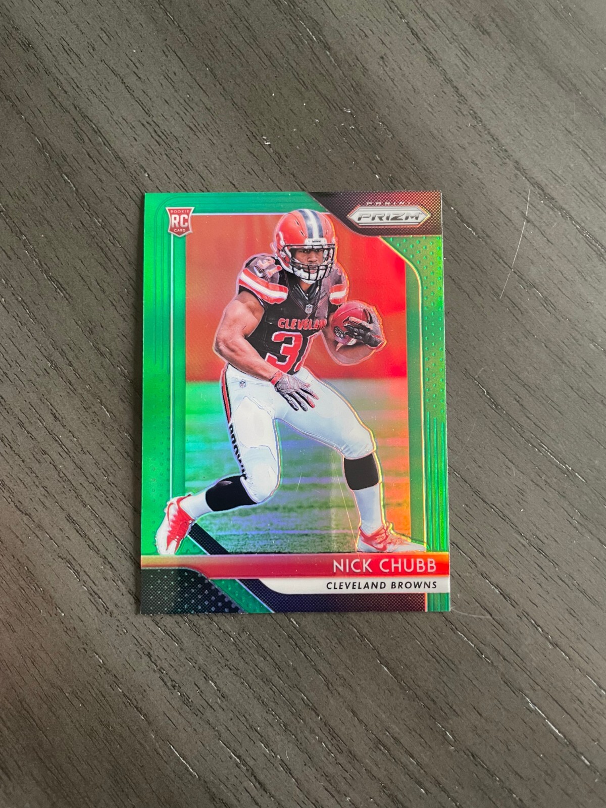 2018 Panini Nick Chubb Green Prizm #213 Rookie RC Cleveland Browns