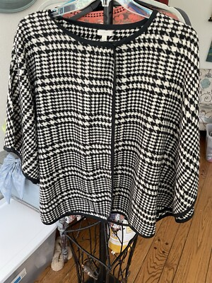 #ad Talbots. Black And White Houndstooth Cape. Size S. Snap At The Neck As Closure. $20.00